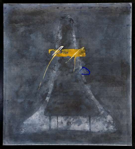 Imagen de la obra Amarillo oxidado sobre forma triangular en descomposición